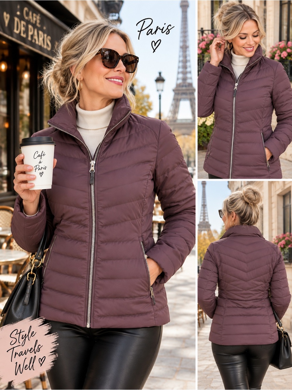 32 Degrees Heat Women's Quilted Puffer Jacket - Plum - EPOC